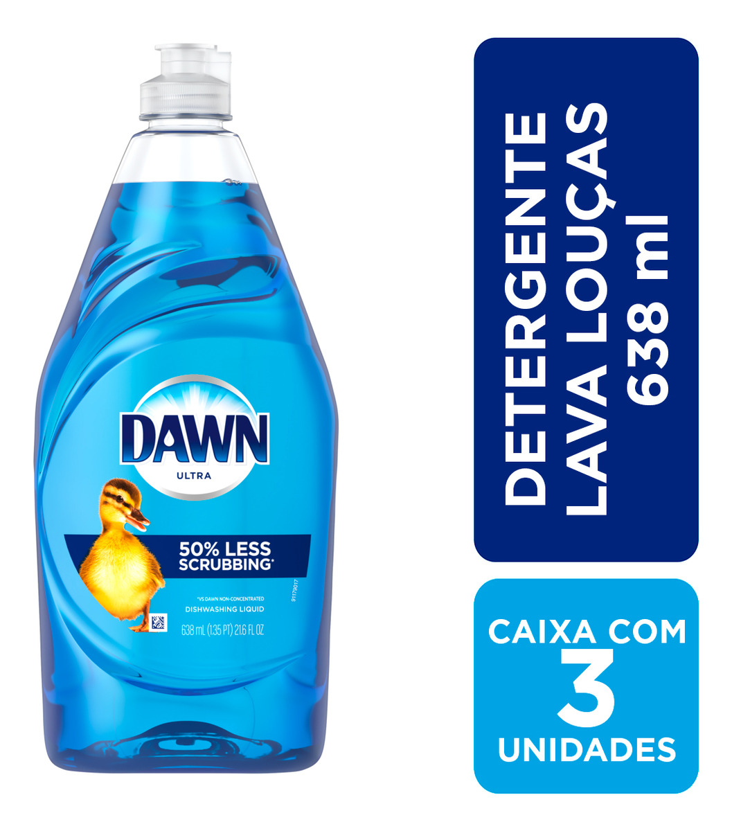 Detergente Louças Dawn Ultra Concentrado Orig. 638ml - 3un