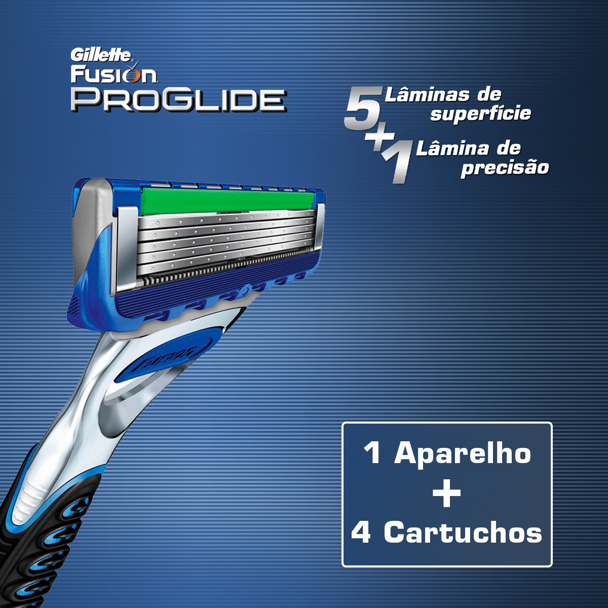 Aparelho Gillette Fusion Proglide Power + 4 Cargas 5 Lâminas