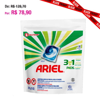 Detergente Lava Roupas Ariel 3 Em 1 Pods - 16 Cápsulas